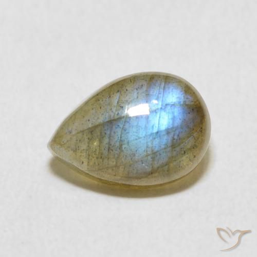 2.58ct 天然 マルチカラー ラブラドライト, 洋梨の形, 半透明