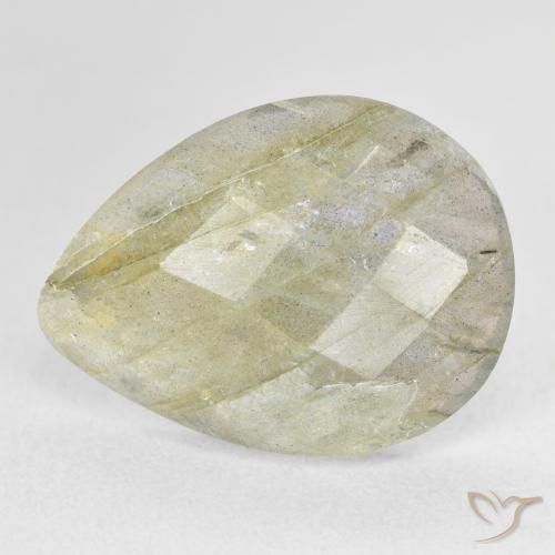 9.61ct 天然 マルチカラー ラブラドライト, 洋梨の形, 半透明