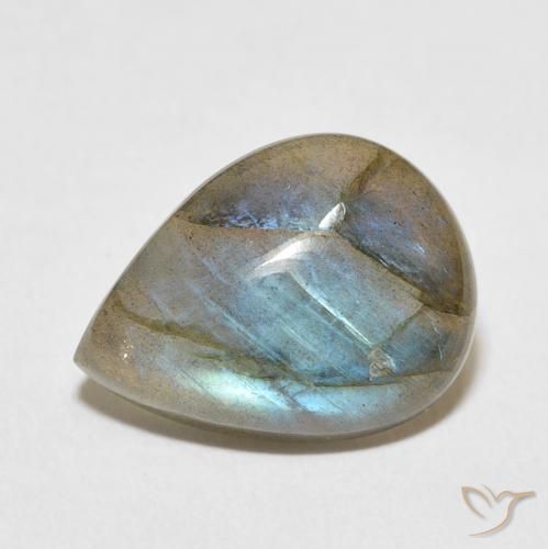 7.51ct 天然 マルチカラー ラブラドライト, 洋梨の形, 半透明