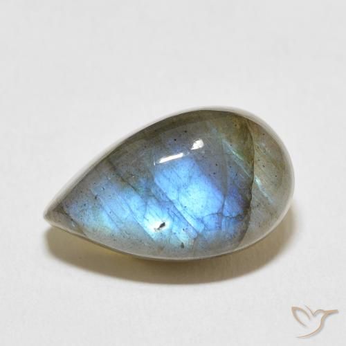 11.18ct 天然 マルチカラー ラブラドライト, 洋梨の形, 半透明