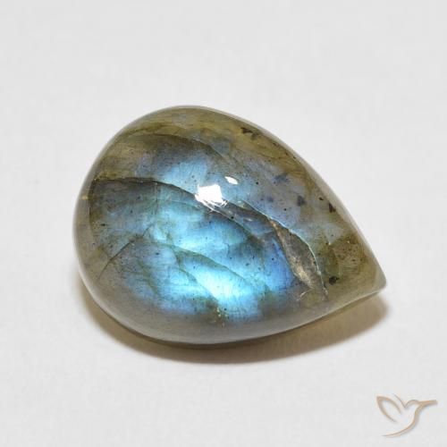 9.03ct 天然 マルチカラー ラブラドライト, 洋梨の形, 半透明