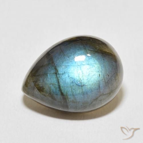 9.66ct 天然 マルチカラー ラブラドライト, 洋梨の形, 半透明