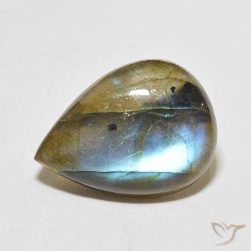 12.79ct 天然 マルチカラー ラブラドライト, 洋梨の形, 半透明