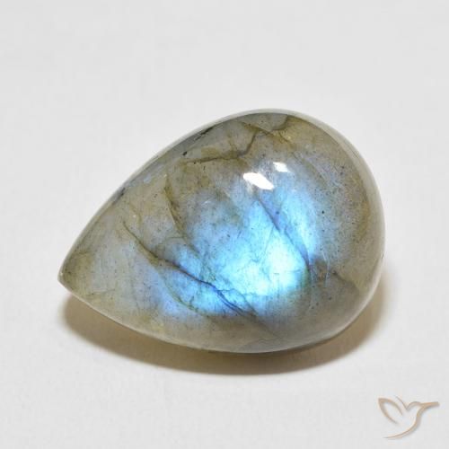 17.73ct 天然 マルチカラー ラブラドライト, 洋梨の形, 半透明