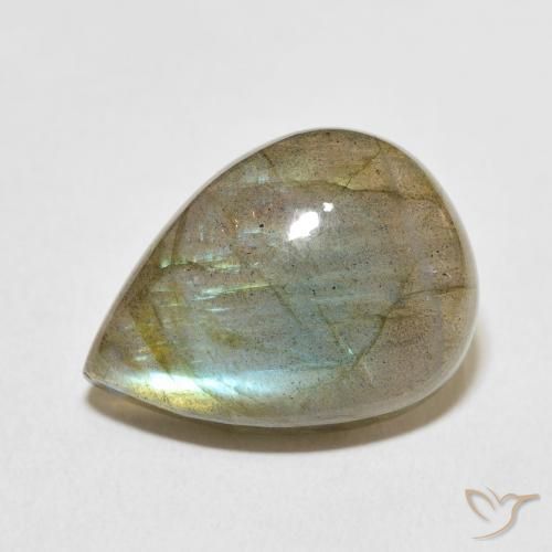 15.65ct 天然 マルチカラー ラブラドライト, 洋梨の形, 半透明