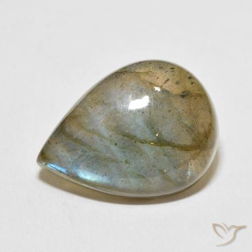14.28ct 天然 マルチカラー ラブラドライト, 洋梨の形, 半透明