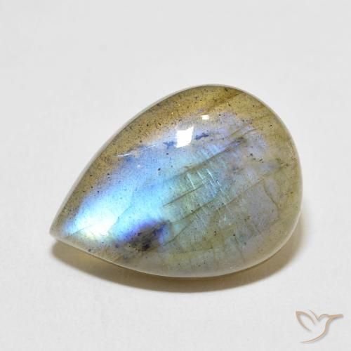 15.04ct 天然 マルチカラー ラブラドライト, 洋梨の形, 半透明