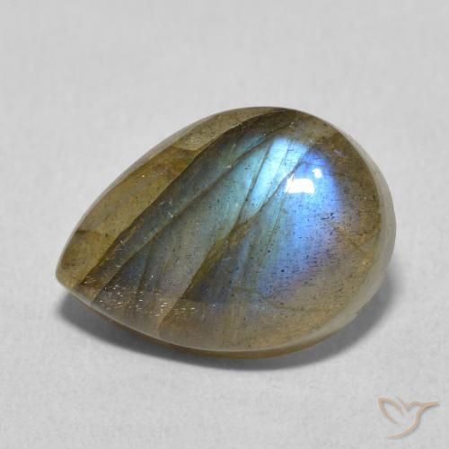 5.77ct 天然 マルチカラー ラブラドライト, 洋梨の形, 半透明