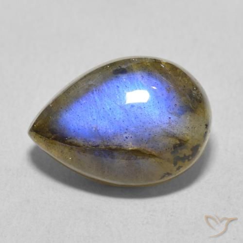 5.98ct 天然 マルチカラー ラブラドライト, 洋梨の形, 半透明