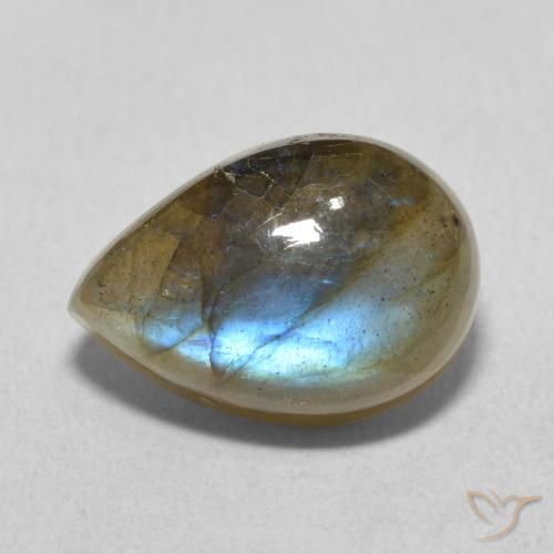 6.53ct 天然 マルチカラー ラブラドライト, 洋梨の形, 半透明