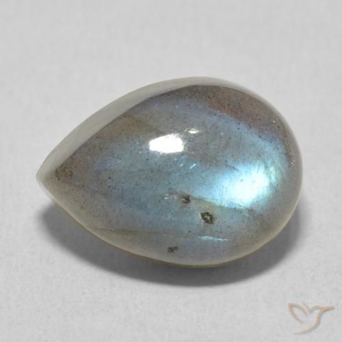 7.36ct 天然 マルチカラー ラブラドライト, 洋梨の形, 半透明