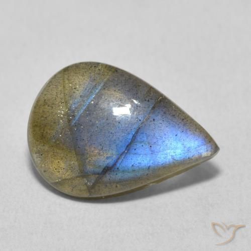 3.98ct 天然 マルチカラー ラブラドライト, 洋梨の形, 半透明