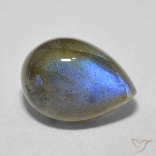 6.49ct 天然 マルチカラー ラブラドライト, 洋梨の形, 半透明