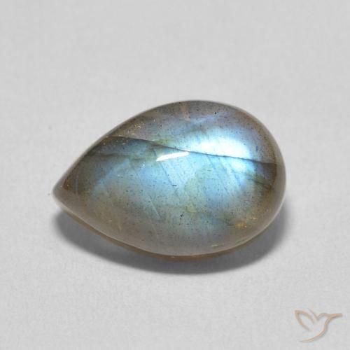 3.96ct 天然 マルチカラー ラブラドライト, 洋梨の形, 半透明
