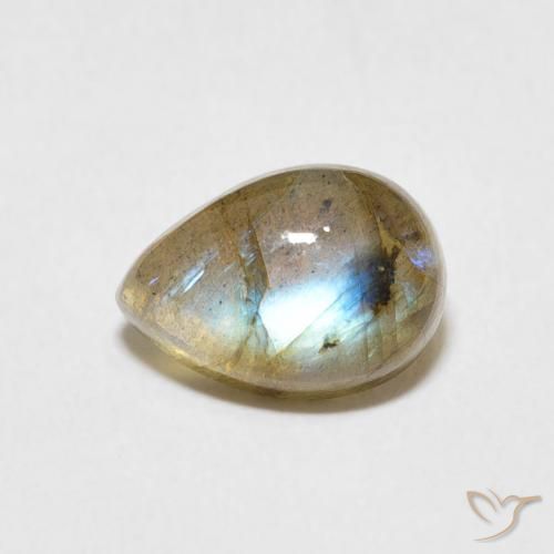 2.45ct 天然 マルチカラー ラブラドライト, 洋梨の形, 半透明