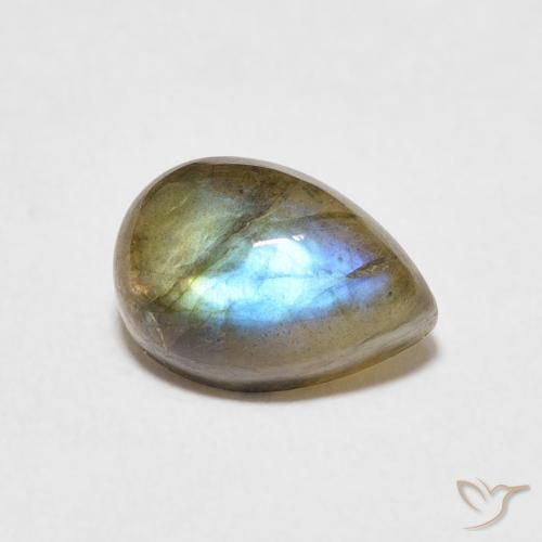 2.74ct 天然 マルチカラー ラブラドライト, 洋梨の形, 半透明