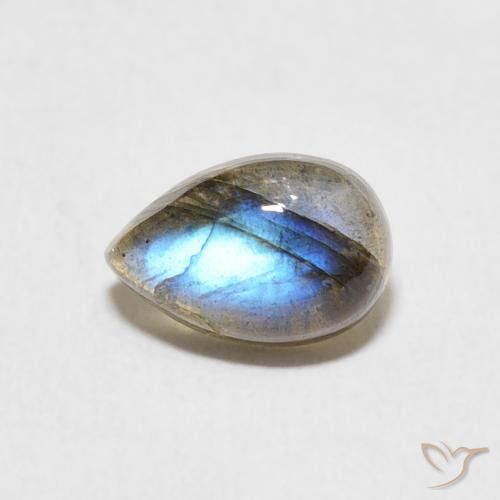 1.69ct 天然 マルチカラー ラブラドライト, 洋梨の形, 半透明
