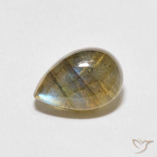 2.43ct 天然 マルチカラー ラブラドライト, 洋梨の形, 半透明
