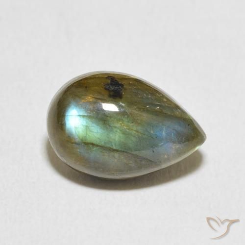4.03ct 天然 マルチカラー ラブラドライト, 洋梨の形, 半透明