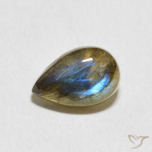 1.63ct 天然 マルチカラー ラブラドライト, 洋梨の形, 半透明