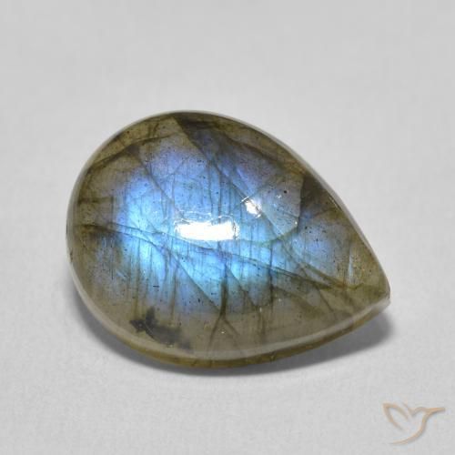 8.49ct 天然 マルチカラー ラブラドライト, 洋梨の形, 半透明