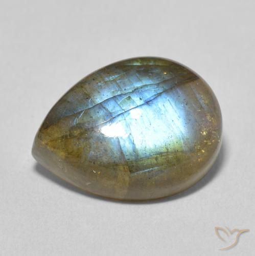 9.82ct 天然 マルチカラー ラブラドライト, 洋梨の形, 半透明