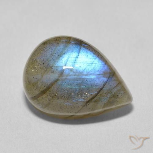 9.47ct 天然 マルチカラー ラブラドライト, 洋梨の形, 半透明