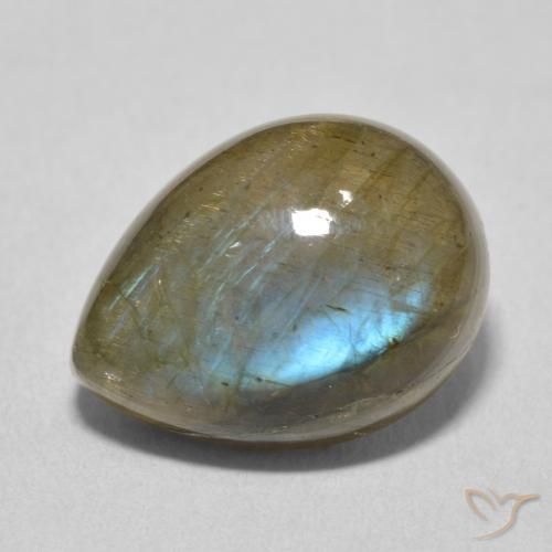 10.63ct 天然 マルチカラー ラブラドライト, 洋梨の形, 半透明