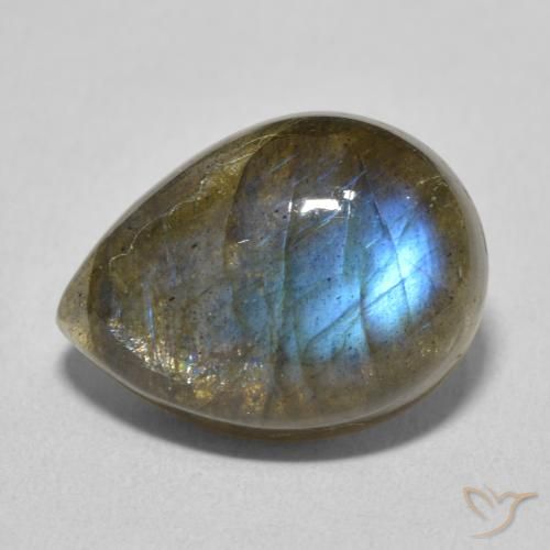 8.87ct 天然 マルチカラー ラブラドライト, 洋梨の形, 半透明