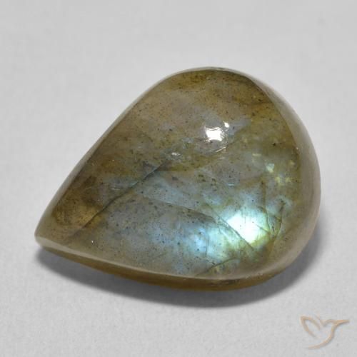 9.59ct 天然 マルチカラー ラブラドライト, 洋梨の形, 半透明