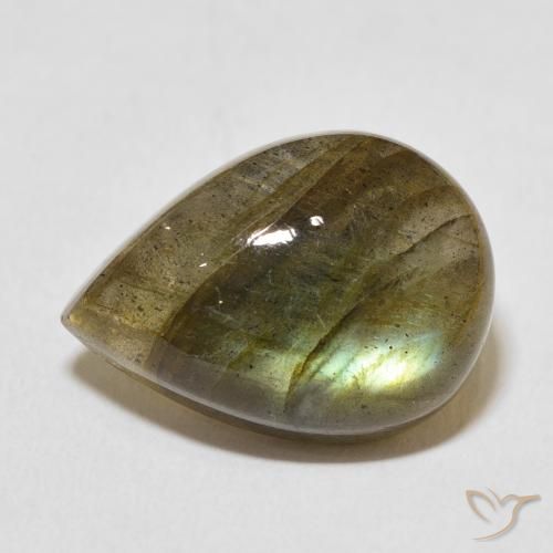 12.43ct 天然 マルチカラー ラブラドライト, 洋梨の形, 半透明