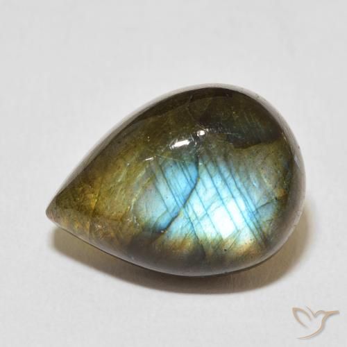 12.51ct 天然 マルチカラー ラブラドライト, 洋梨の形, 半透明