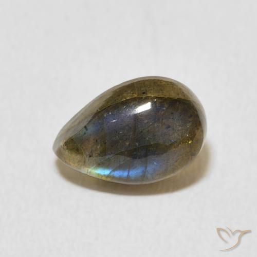 1.66ct 天然 マルチカラー ラブラドライト, 洋梨の形, 半透明