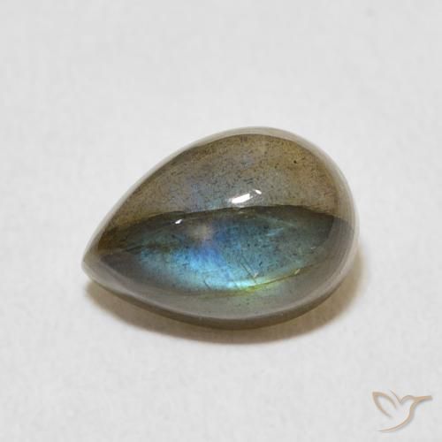 2.84ct 天然 マルチカラー ラブラドライト, 洋梨の形, 半透明