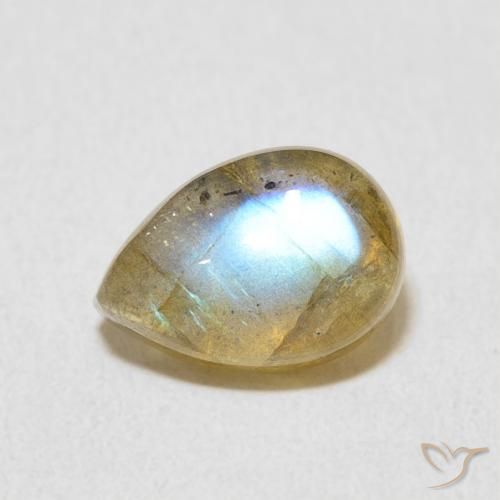 2.55ct 天然 マルチカラー ラブラドライト, 洋梨の形, 半透明