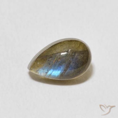 1.12ct 天然 マルチカラー ラブラドライト, 洋梨の形, 半透明