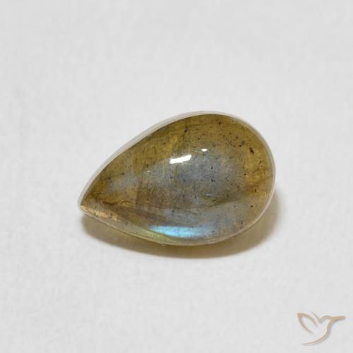 1.66ct 天然 マルチカラー ラブラドライト, 洋梨の形, 半透明