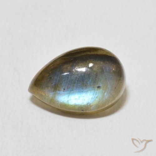 3.43ct 天然 マルチカラー ラブラドライト, 洋梨の形, 半透明