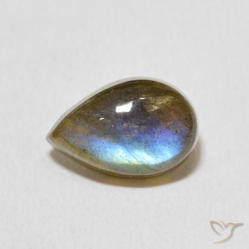 3.49ct 天然 マルチカラー ラブラドライト, 洋梨の形, 半透明