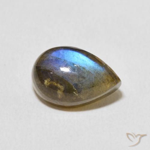 4.00ct 天然 マルチカラー ラブラドライト, 洋梨の形, 半透明
