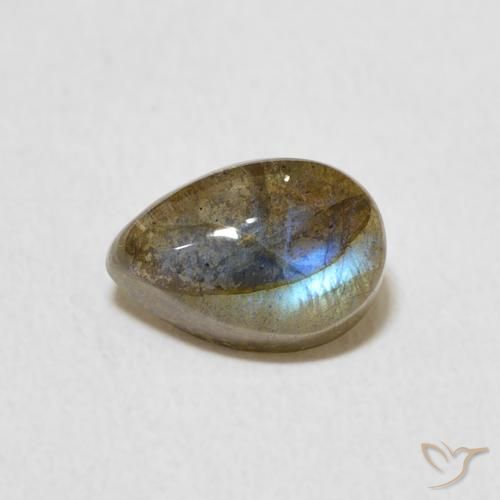 1.87ct 天然 マルチカラー ラブラドライト, 洋梨の形, 半透明