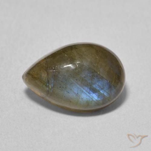 3.60ct 天然 マルチカラー ラブラドライト, 洋梨の形, 半透明