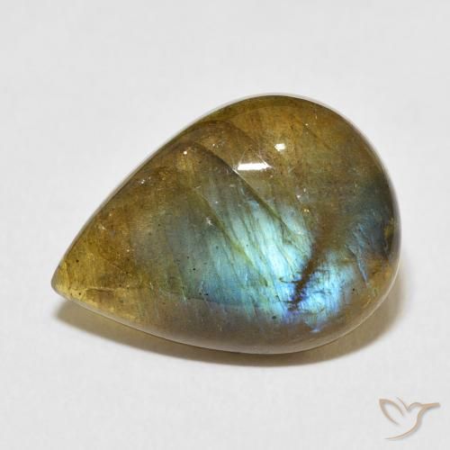 8.56ct 天然 マルチカラー ラブラドライト, 洋梨の形, 半透明