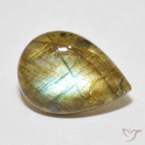8.73ct 天然 マルチカラー ラブラドライト, 洋梨の形, 半透明