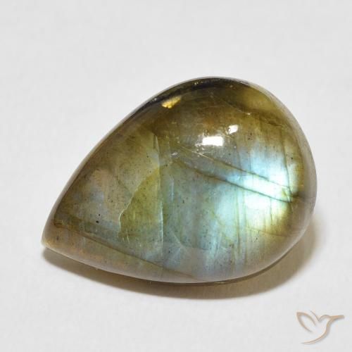 10.51ct 天然 マルチカラー ラブラドライト, 洋梨の形, 半透明