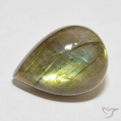 12.53ct 天然 マルチカラー ラブラドライト, 洋梨の形, 半透明