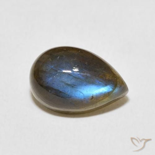 3.93ct 天然 マルチカラー ラブラドライト, 洋梨の形, 半透明