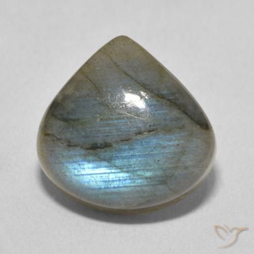 6.93ct 天然 マルチカラー ラブラドライト, 洋梨の形, 半透明