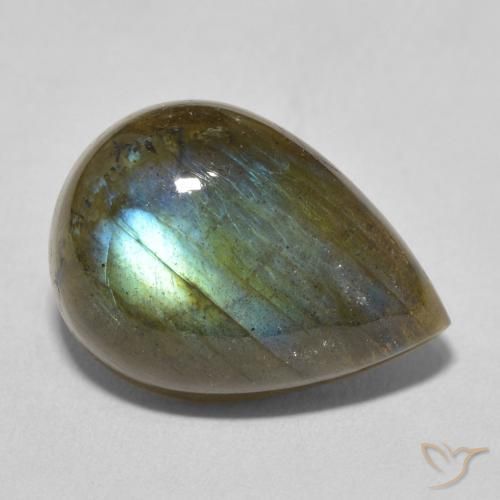11.67ct 天然 マルチカラー ラブラドライト, 洋梨の形, 半透明