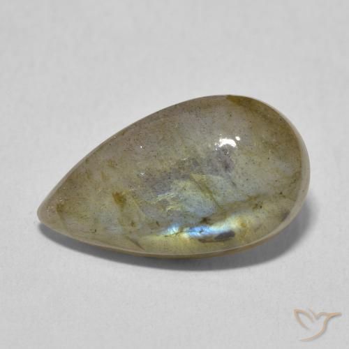 6.59ct 天然 マルチカラー ラブラドライト, 洋梨の形, 半透明